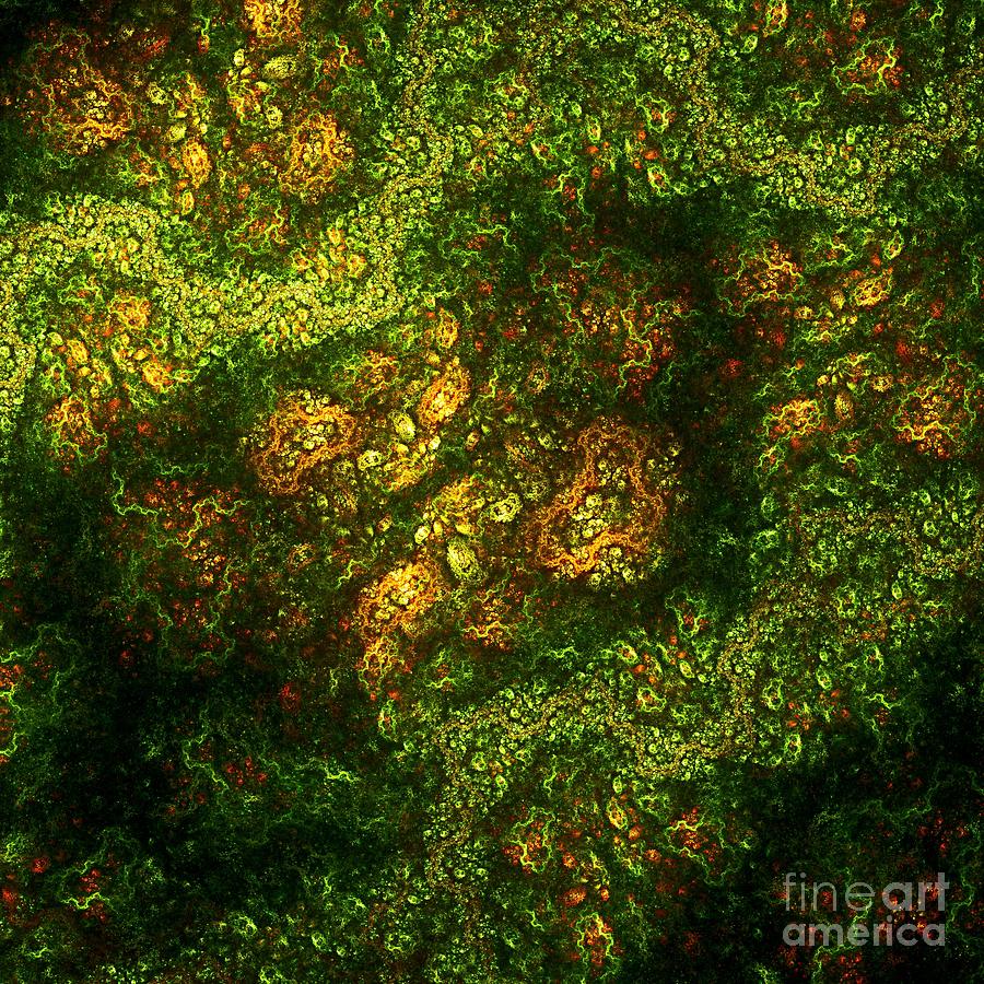 Green Blood-- Acrylic Pour vs Fractal Digital Art by Doug Morgan