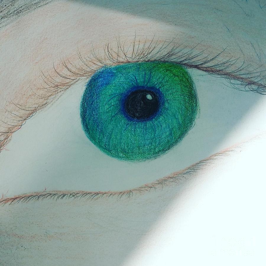 Green/blue Eye Drawing by Arnoldo Renova | Fine Art America