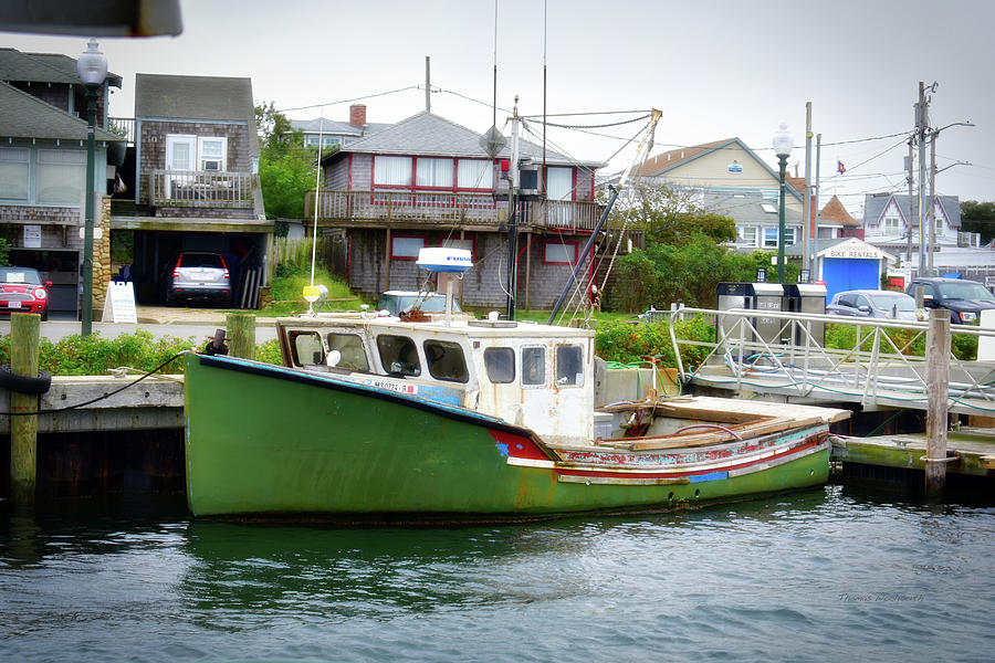 Green Boat Marthas Vineyard Oak Bluffs Harbor Cape Cod Massachusetts