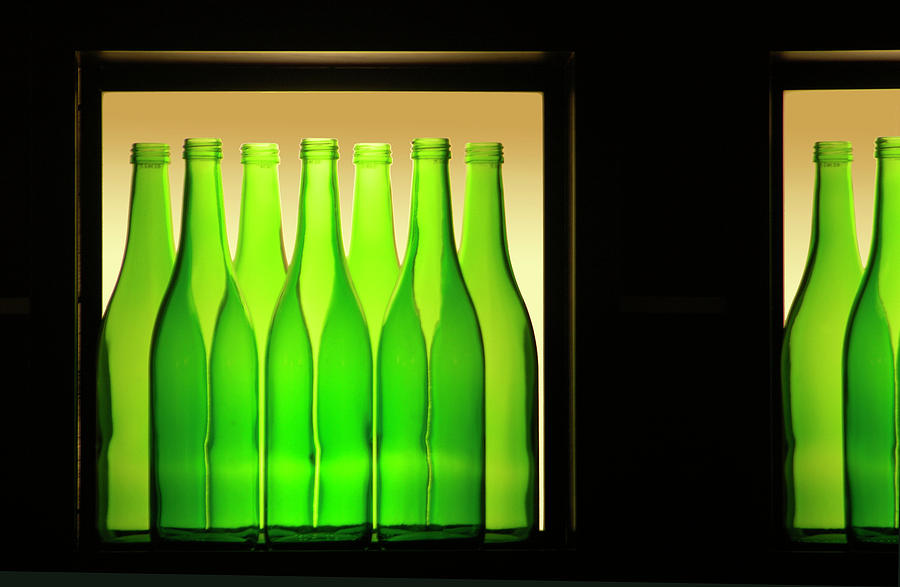 Green Bottles Photograph by Bill Cain