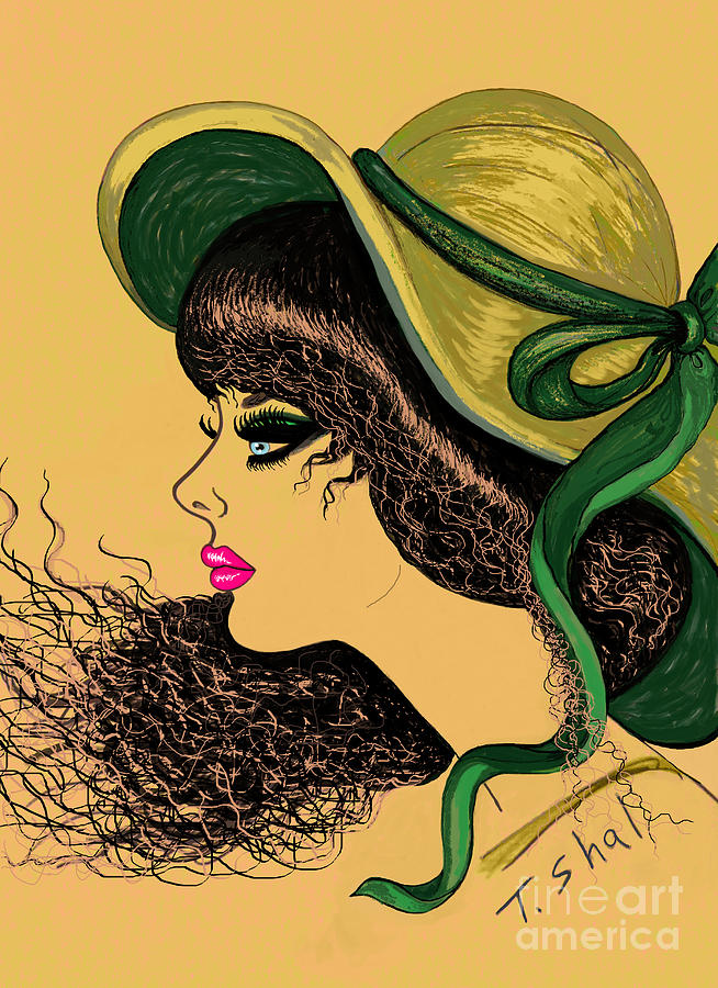 Green Bow Hat Drawing by Tara Shalton