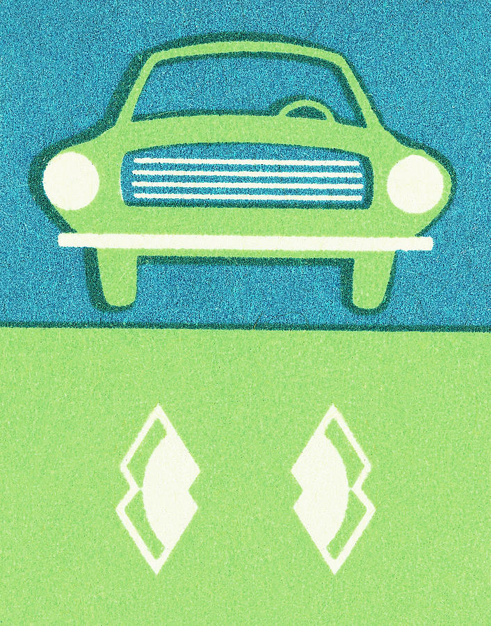 Transportation Drawing - Green car by CSA Images