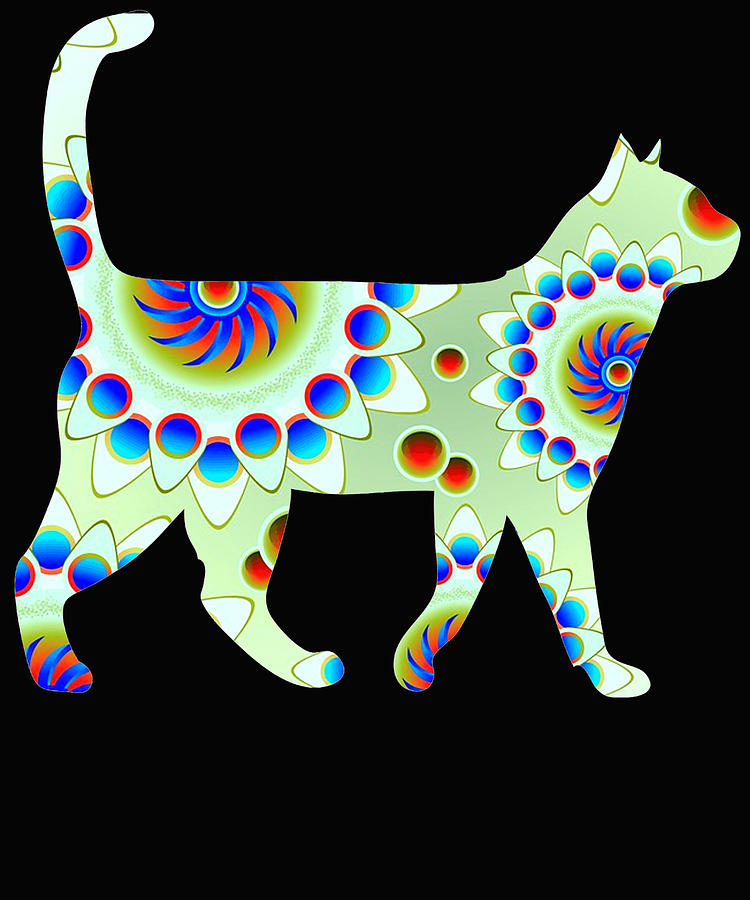 GReen Cat stars Digital Art by Lin Watchorn