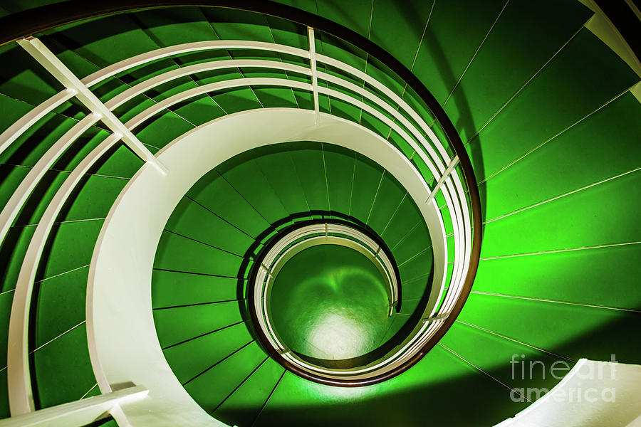 Green circular stairway Photograph by Lyl Dil Creations