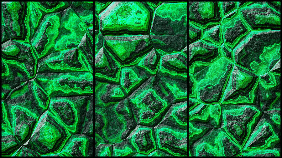 Green Colored Stone Triptych Digital Art by Don Northup