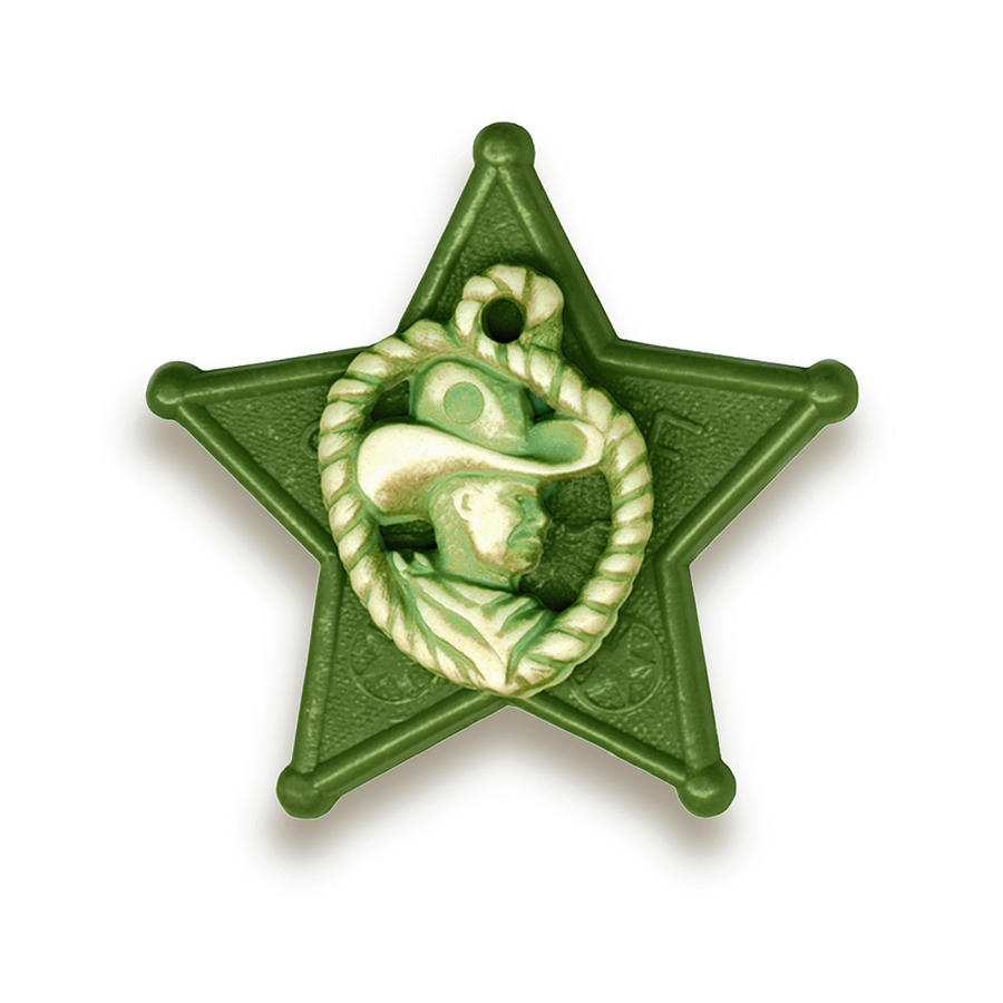 Vintage Drawing - Green Cowboy Badge by CSA Images