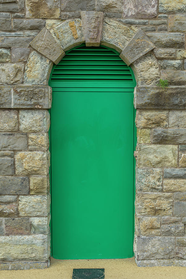 Green Door In An Old, Brick Wall Photograph by Bridgendboy