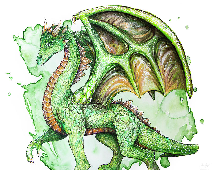 Green Dragon Drawing by Aaron Spong