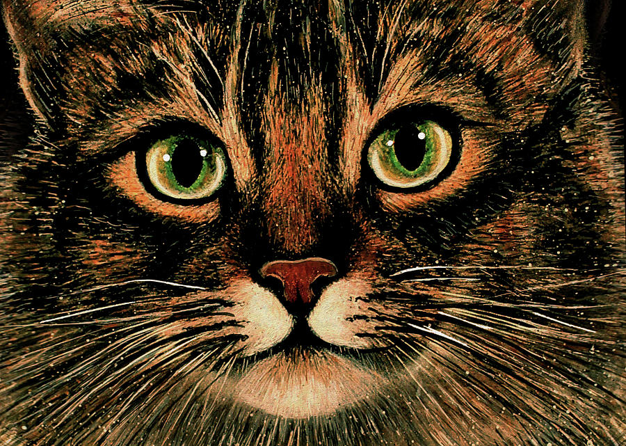 Green Eyed Tabby Painting by Natalie Holland