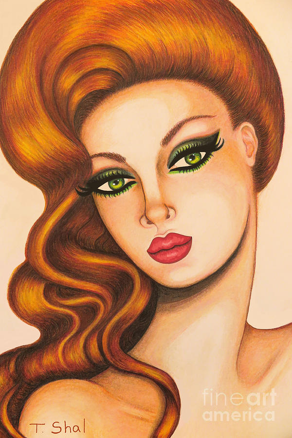 Green Eyes 3 Drawing by Tara Shalton