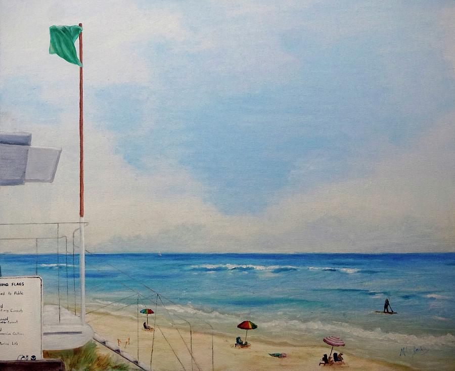 Green Flag at Waveland Painting by Mike Jenkins