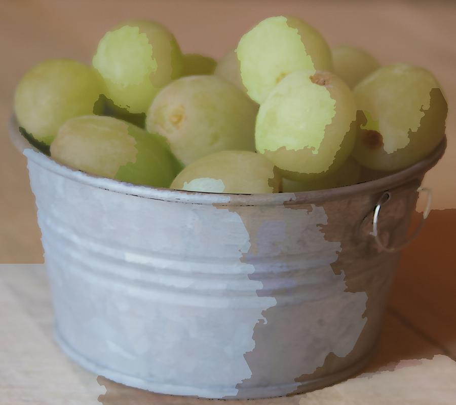 Green Grapes In Metal Tub 2 Photograph