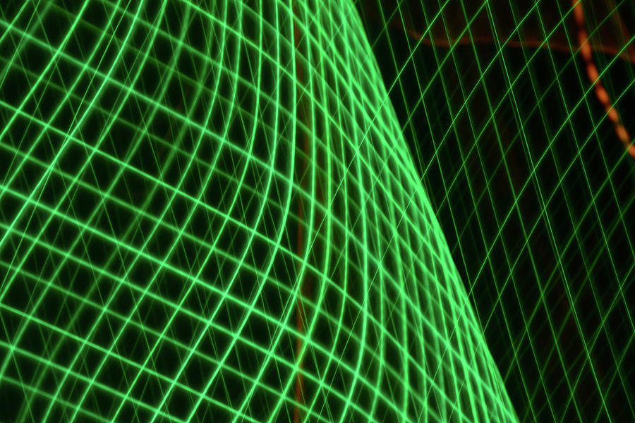 Green Grid Curved Photograph by Gerald Grow