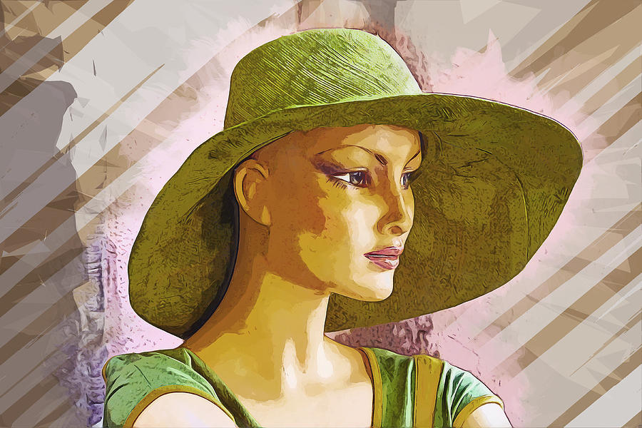Green Hat  Digital Art by Ronald Bolokofsky