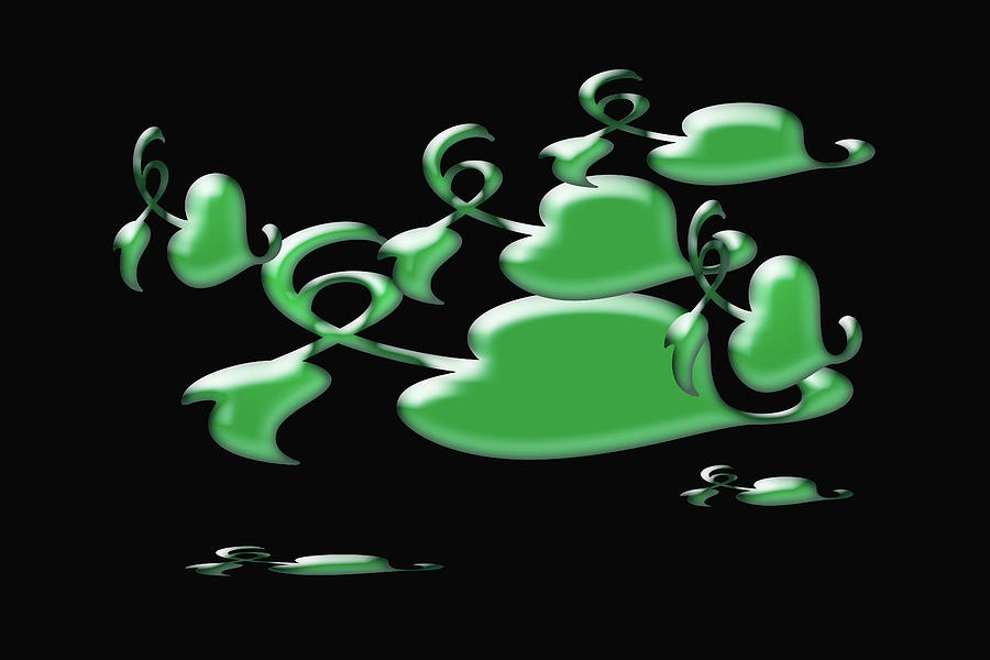Green Hearts Abstract Digital Art