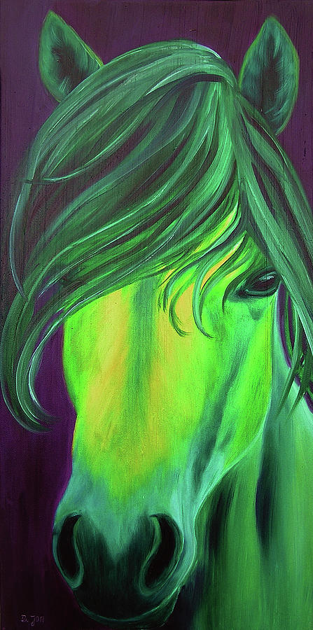 Animal Painting - Green Horse by Doris Joa