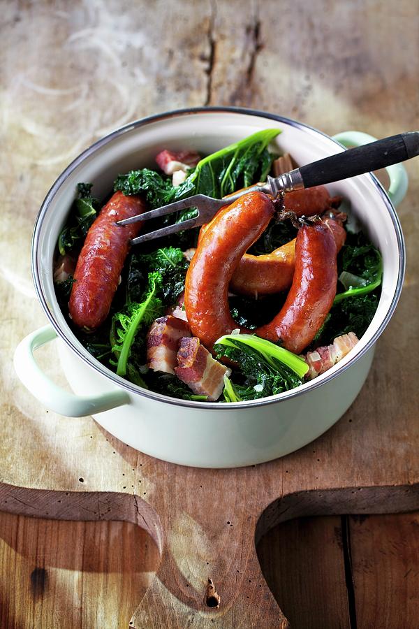 Green Kale With Pinkel smoked Sausage From Bacon, Groats And Spices In A Pot Photograph by Fotos Mit Geschmack