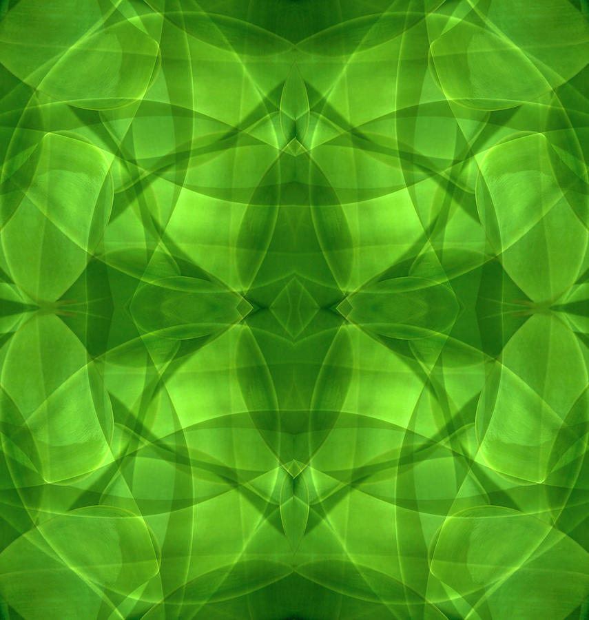 Abstract Photograph - Green Kaleidoscope Abstract by Jaynes Gallery