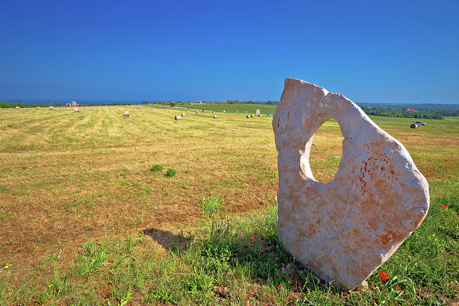 Green landscape of Istria and stone monument in Dajla Photograph by Brch Photography
