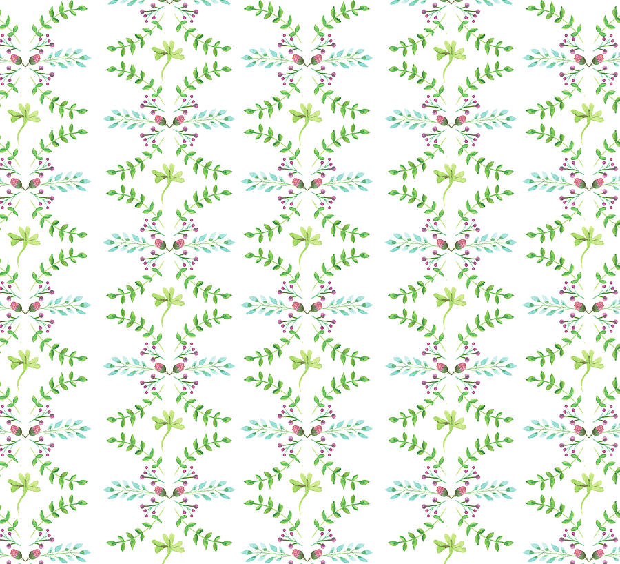 Plants Digital Art - Green Leaves Pattern by Gal Designs Plants Digital Art - Green Leaves Pattern by Gal Designs
