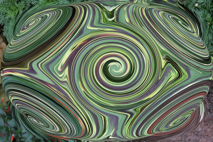 Art Design Digital Art - Green Leaves Spiral Abstract by Tom Janca