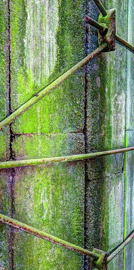 Green Lichen Silo Side Photograph