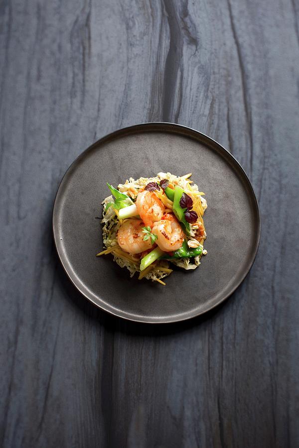 Green Mango Salad With Chinese Cabbage And Prawns Photograph by Jalag / Joerg Lehmann