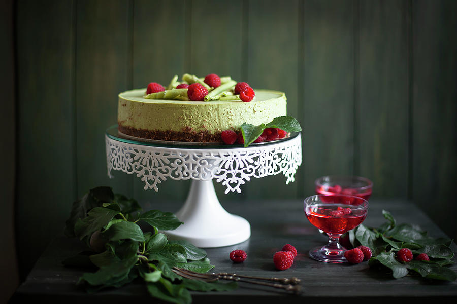Green Matcha Tea Cheesecake Photograph by Alicja Koll