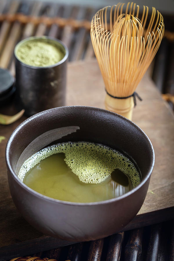 Green Matcha Tea With Whisk Photograph by Andrey Maslakov