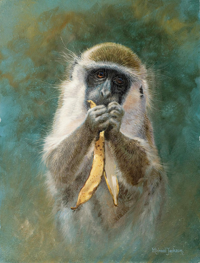 Monkey Painting - Green Monkey Study by Michael Jackson