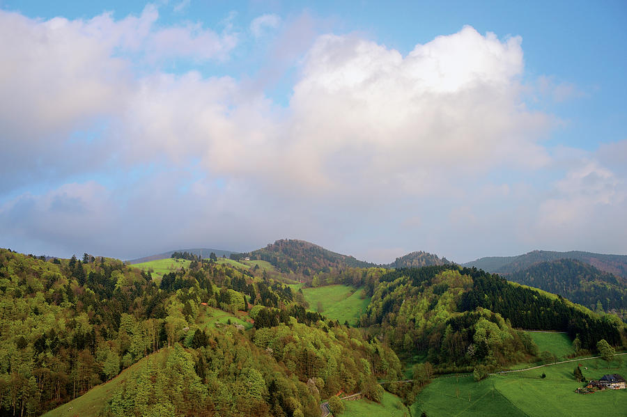 Green Mountain Landscape Below Blue Sky With Clouds Photograph by Tre Torri