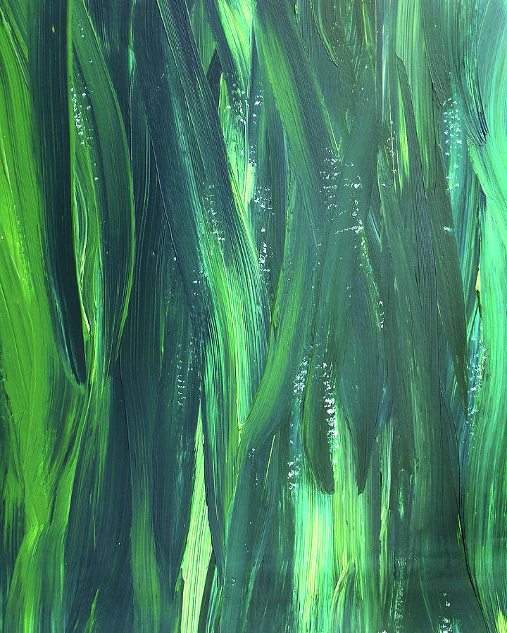 Green Organic Abstract Grass II Painting by Irina Sztukowski