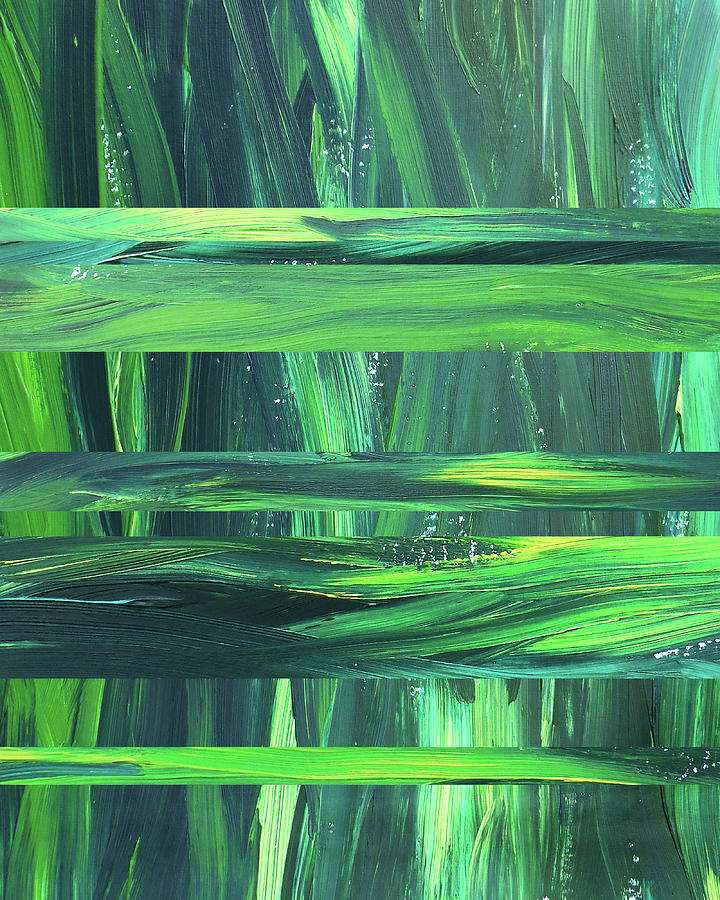 Green Organic Abstract Waves And Lines II Painting by Irina Sztukowski