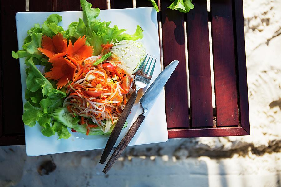Green Papaya Salad thailand Photograph by Nicolas Lemonnier