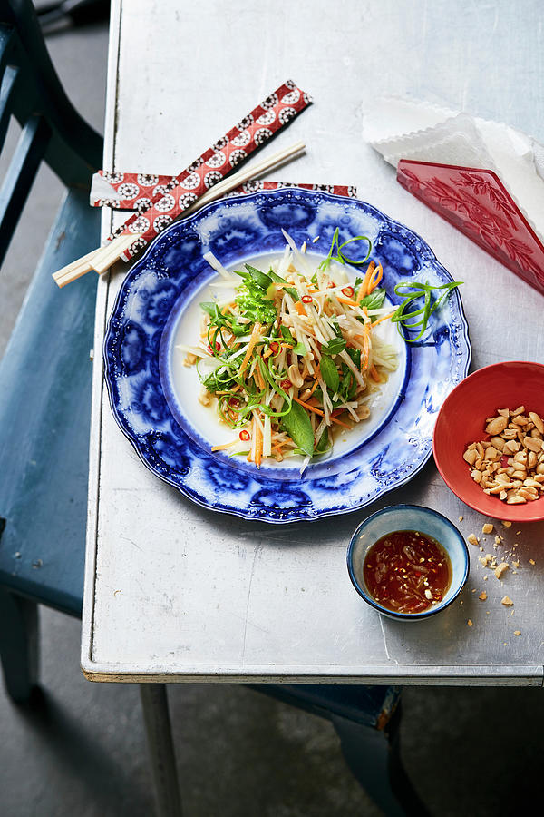 Green Papaya Salad With Peanuts, Chillis And Garlic vietnam Photograph by Thorsten Suedfels / Stockfood Studios