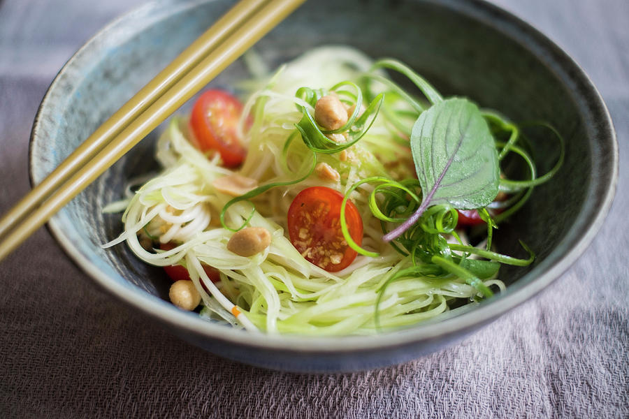 Green Papaya Salad With Tomatoes And Peanuts asia Photograph by Eising Studio