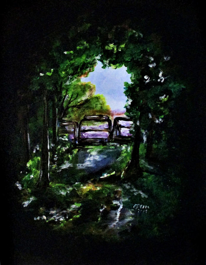 Green Pathway Painting by Clyde J Kell