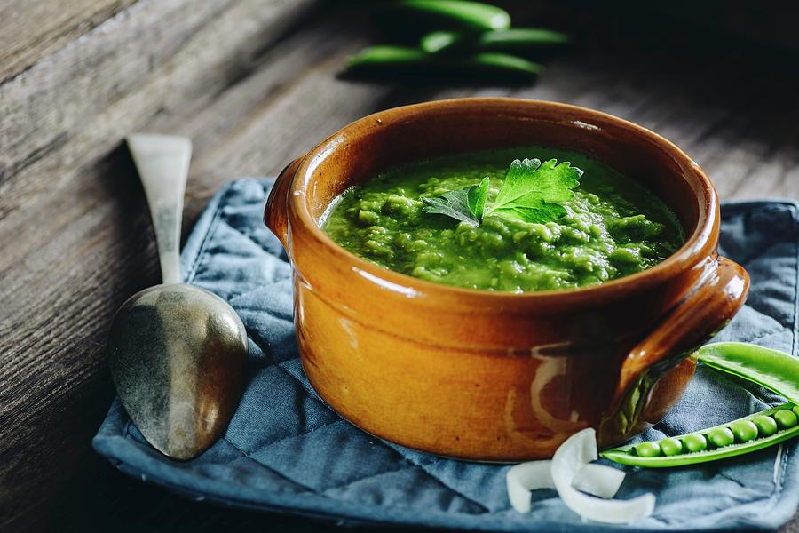 Green Pea Soup With Parsley Photograph by Mateusz Siuta