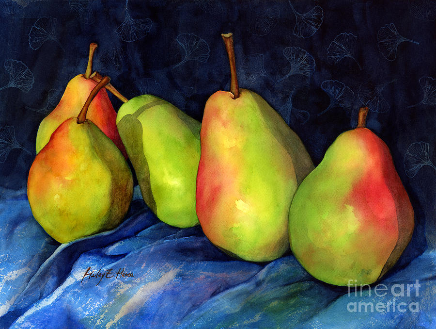 Pear Painting - Green Pears by Hailey E Herrera