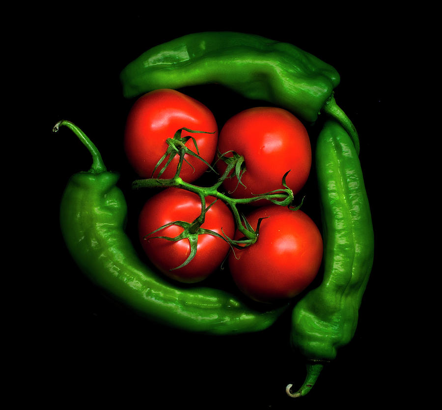 Green Peppers And Tomatoes Photograph by Inigo Cia