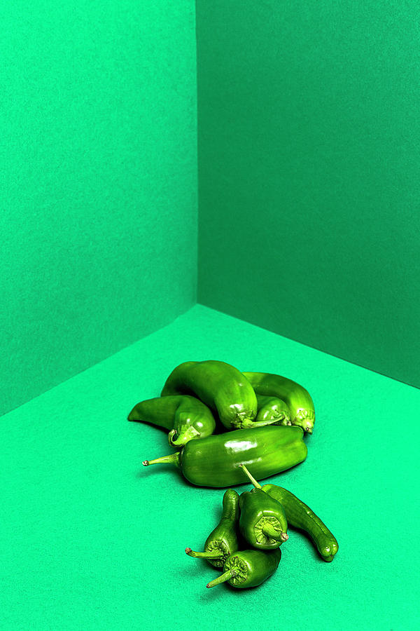 Green Peppers On A Green Surface Photograph by Eduardo Lopez Coronado