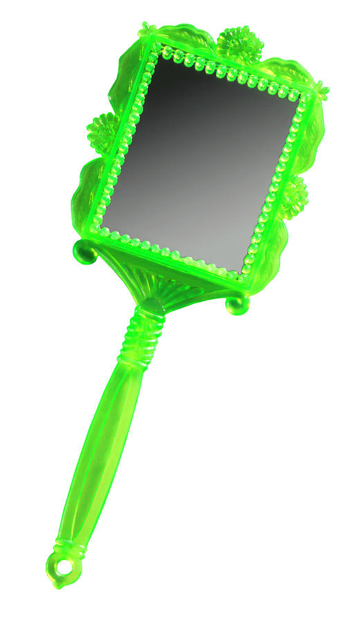 Vintage Drawing - Green Plastic Hand Mirror by CSA Images