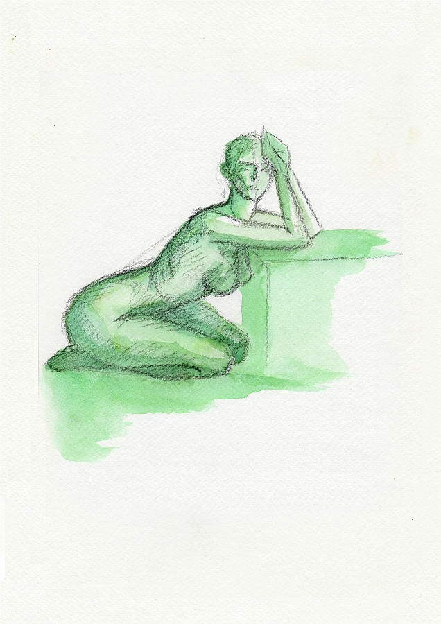 Green prayer Drawing by Raffaello Saverio Padelletti