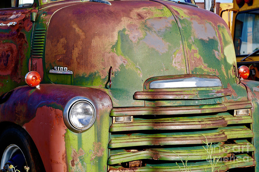 Car Photograph - Green Rusted Grill by American School