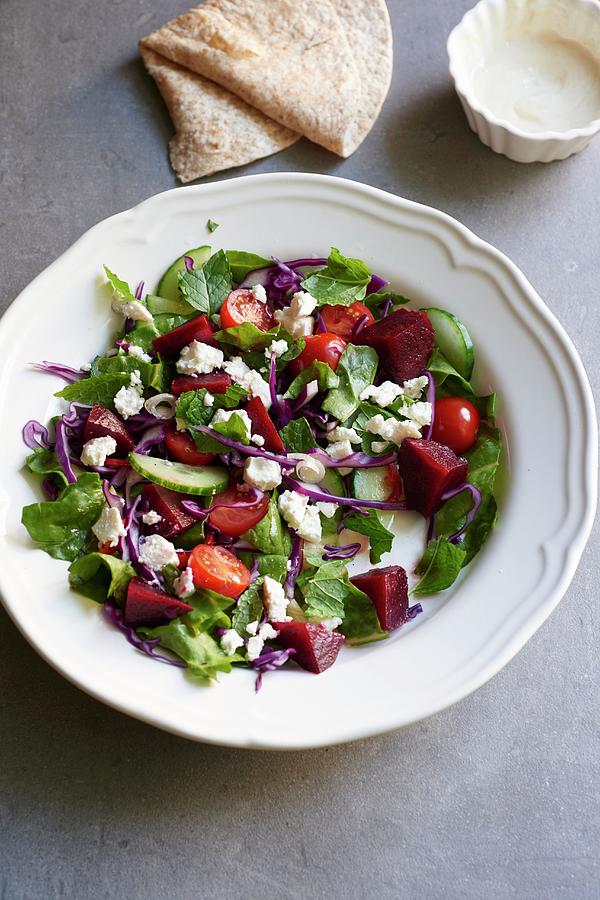 Green Salad With Feta And Beetroot Photograph by Amanda Stockley - Pixels