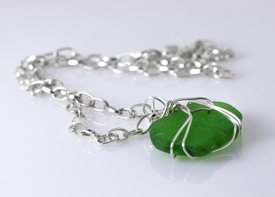 Green Sea Glass Necklace Photograph