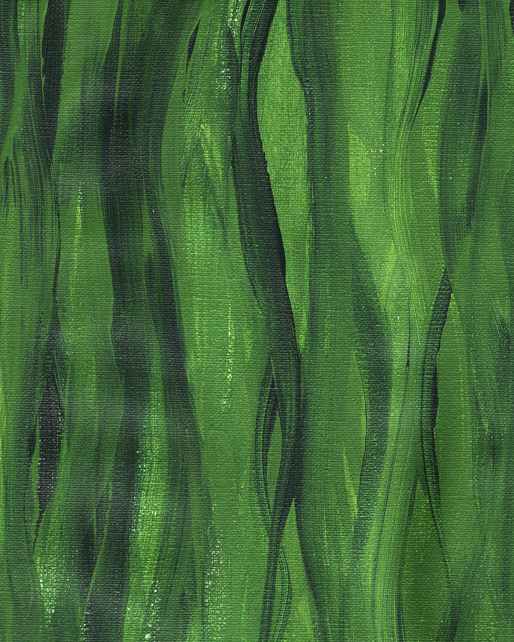 Green Seaweed Abstract Organic Lines I Painting