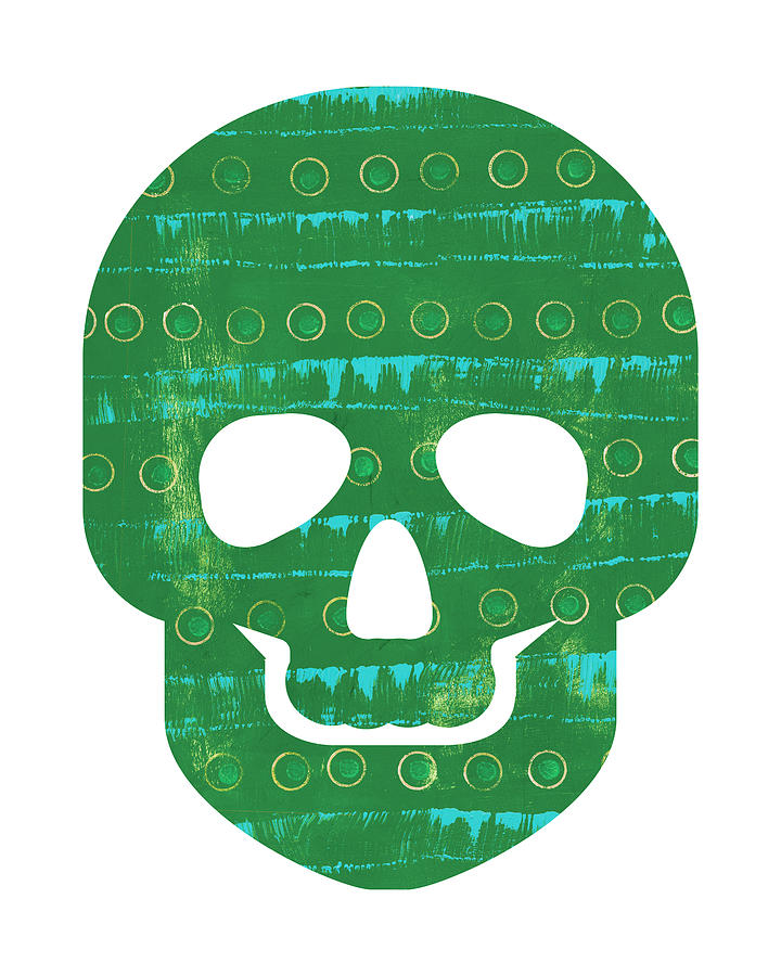 Halloween Painting - Green Skull by Summer Tali Hilty