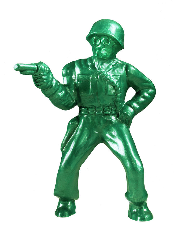 Vintage Drawing - Green Soldier With Handgun by CSA Images