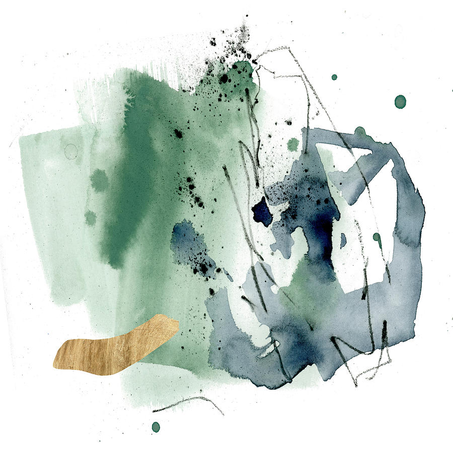 Abstract Painting - Green Splash Abstract IIi by Jennifer Paxton Parker